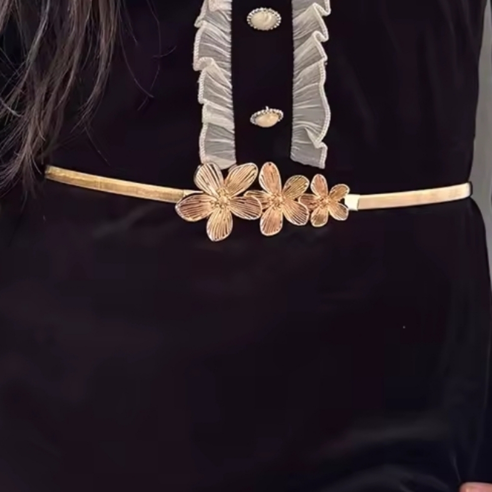 New! Gold Floral Stretch Belt | #R6-1 NWOT